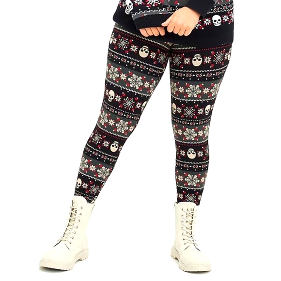 ❤️NWT VINTAGE TORRID LEGGING - SKULL FAIR ISLE SNOWFLAKE - PLUS SIZE CHRISTMAS - Picture 11 of 14